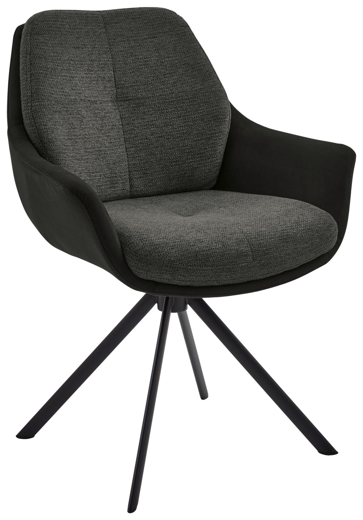 ARMLEHNSTUHL  in Eisen Webstoff, Mikrofaser  - Graphitfarben/Schwarz, Design, Textil/Metall (62/83,5/65cm) - Valnatura