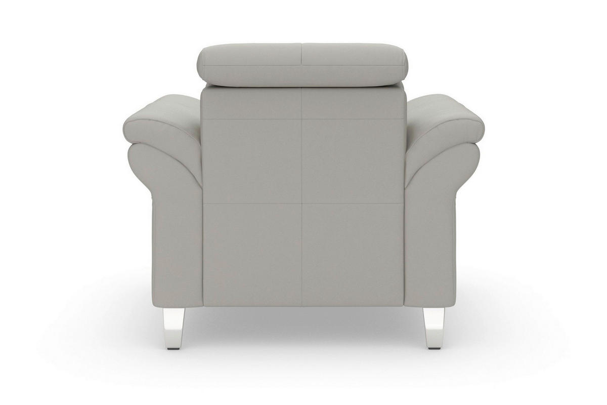 SESSEL 101/84/93 cm  in Echtleder Hellgrau  - Chromfarben/Hellgrau, Basics, Leder/Metall (101/84/93cm) - Sit & More