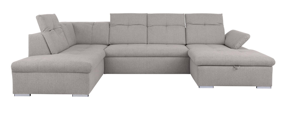 WOHNLANDSCHAFT in Hellgrau  - Hellgrau/Grau, Design, Textil/Metall (215/328/173cm) - MID.YOU