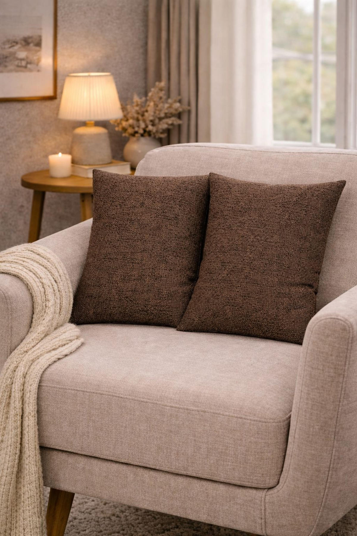 ZIERKISSEN  50/50 cm   - Braun, Basics, Textil (50/50cm)