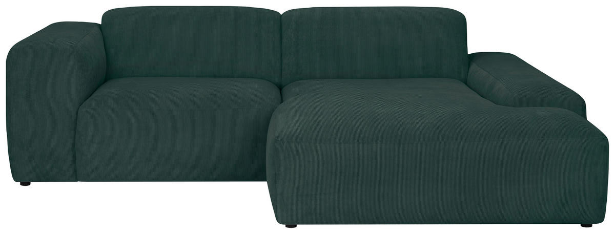 ECKSOFA HANNAH Grün Cord  - Schwarz/Grün, Design, Kunststoff/Textil (252/170cm) - MID.YOU