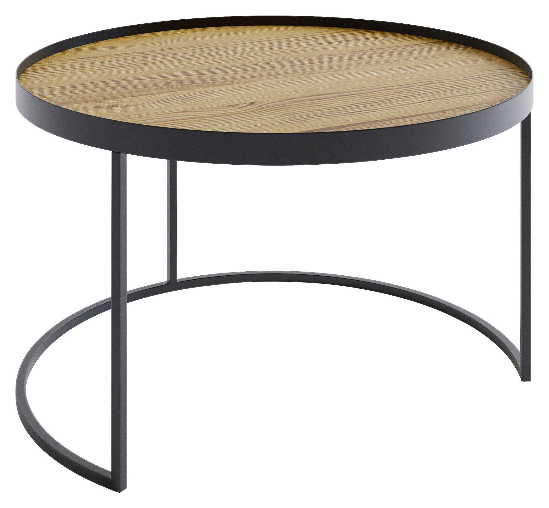 COUCHTISCH Eiche massiv 80/80/49 cm rund Schwarz, Eichefarben  - Eichefarben/Schwarz, Design, Holz/Metall (80/80/49cm) - Novel