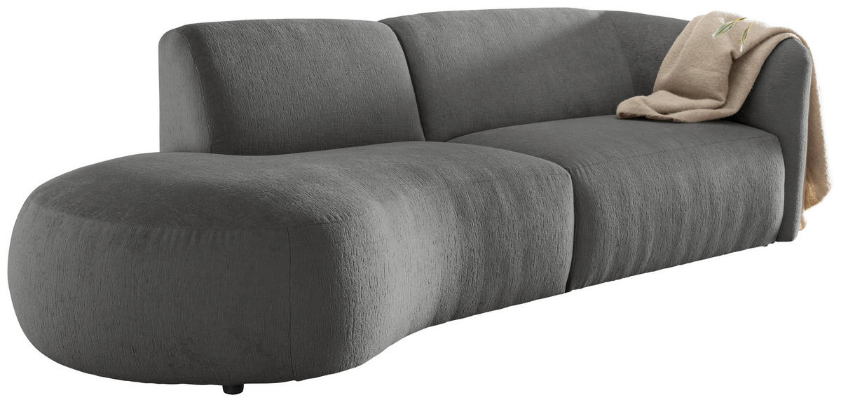 ECKSOFA in Mikrofaser Graubraun  - Graubraun/Schwarz, Modern, Kunststoff/Textil (107/238cm) - Livetastic