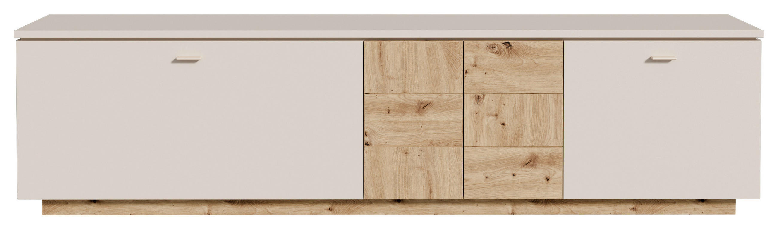 TV-ELEMENT barve hrasta, peščene barve  - siva/barve hrasta, Moderno, kovina/umetna masa (224,8/57,7/41,6cm) - Hom`in