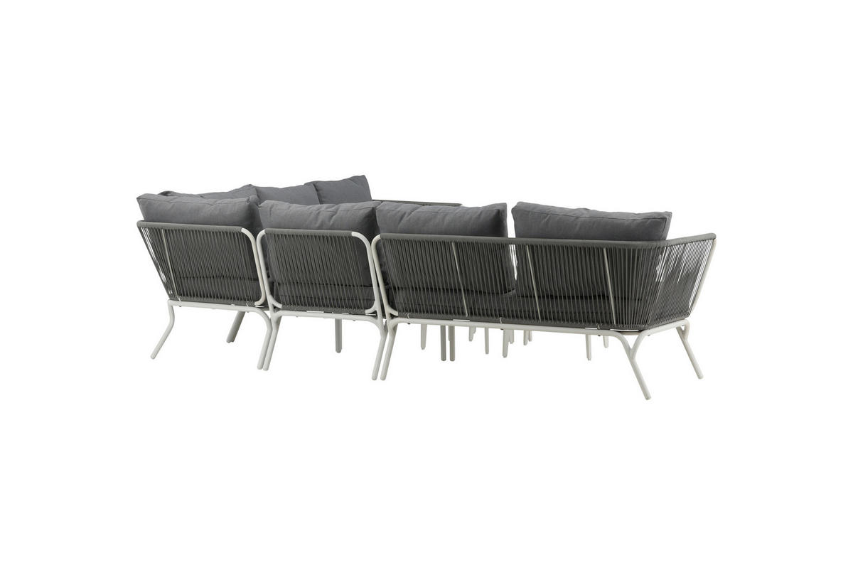 DINING-LOUNGESET  - Weiß/Grau, KONVENTIONELL, Textil/Metall - Gardenson