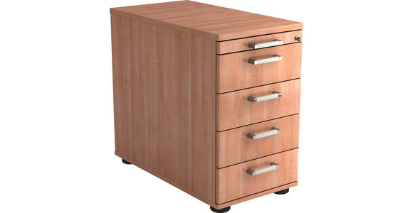 ANSTELLCONTAINER 42,8/72-76/80 cm  - Chromfarben/Nussbaumfarben, KONVENTIONELL, Holzwerkstoff/Kunststoff (42,8/72-76/80cm) - Venda