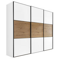 SCHWEBETÜRENSCHRANK in Weiss, Eiche Artisan  - Weiss/Schwarz, Holzwerkstoff/Metall (298/222/68cm) - Moderano