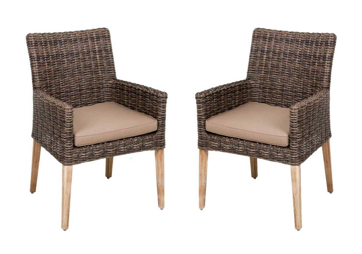 GARTENGARNITUR 3-teilig  - Hellbraun/Beige, Basics, Holz/Kunststoff (60/89/64cm) - Gardenson