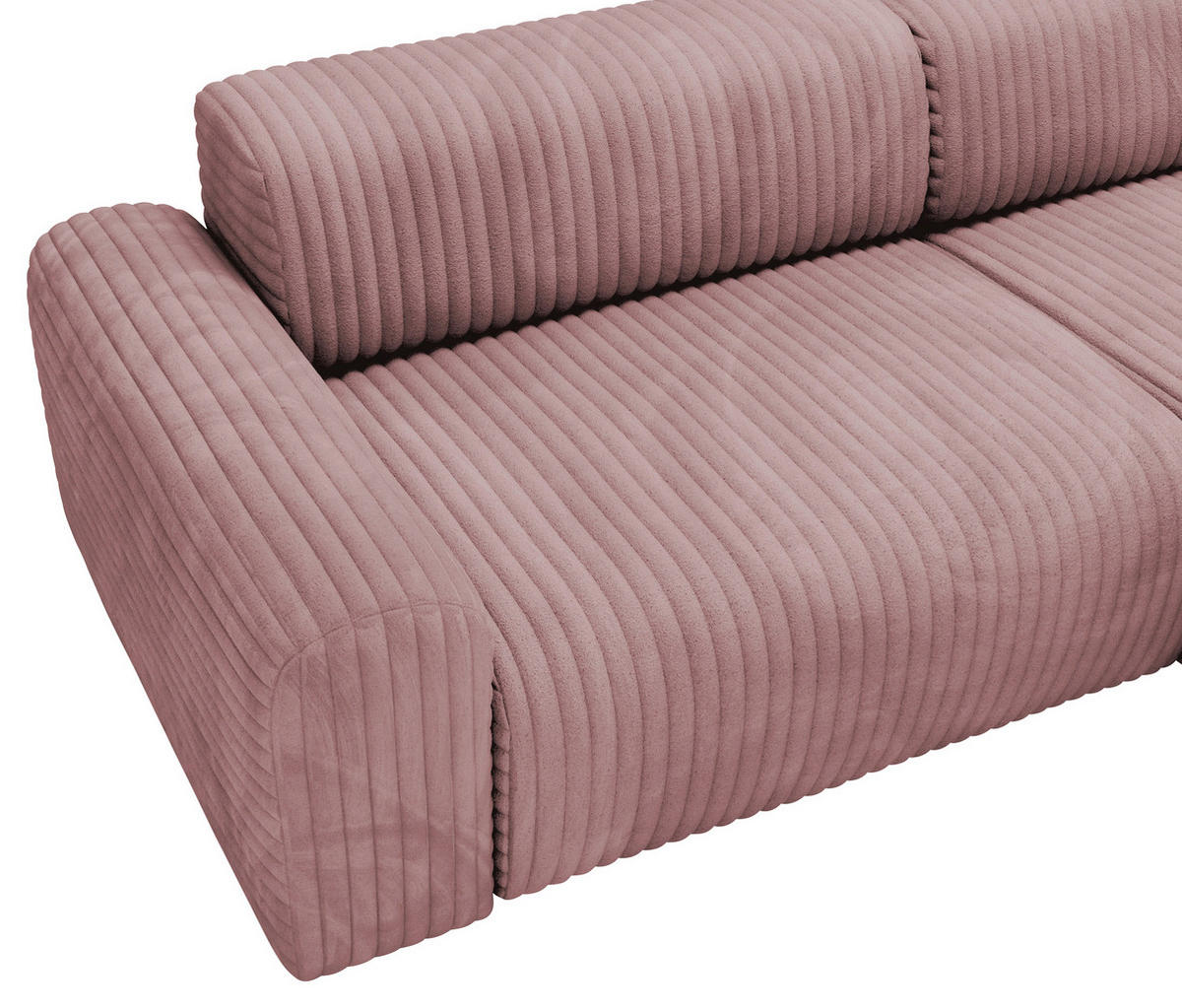 ECKSOFA in Cord Altrosa  - Schwarz/Altrosa, Design, Kunststoff/Textil (292/178cm) - Livetastic