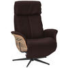 RELAXSESSEL Echtleder Relaxfunktion, Kopfteilverstellung    - Dunkelbraun/Nussbaumfarben, Design, Leder/Holz (78/104-113/84cm) - Welnova