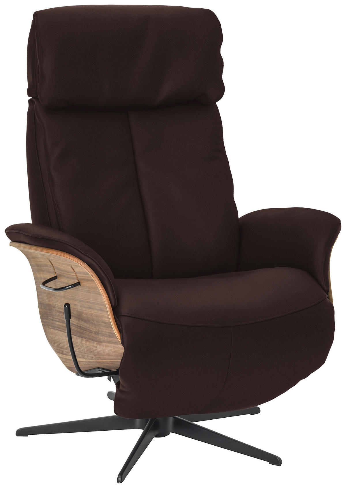 RELAXSESSEL in Leder Dunkelbraun  - Dunkelbraun/Nussbaumfarben, Design, Leder/Holz (78/104-113/84cm) - Welnova