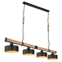 HÄNGELEUCHTE 140/25/120 cm    - Dunkelbraun/Goldfarben, Natur, Holzwerkstoff/Kunststoff (140/25/120cm) - Globo