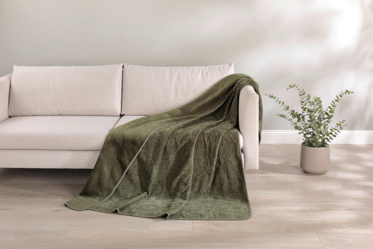 WOHNDECKE 150/200 cm  - Olivgrün, Basics, Kunststoff (150/200cm) - Novel
