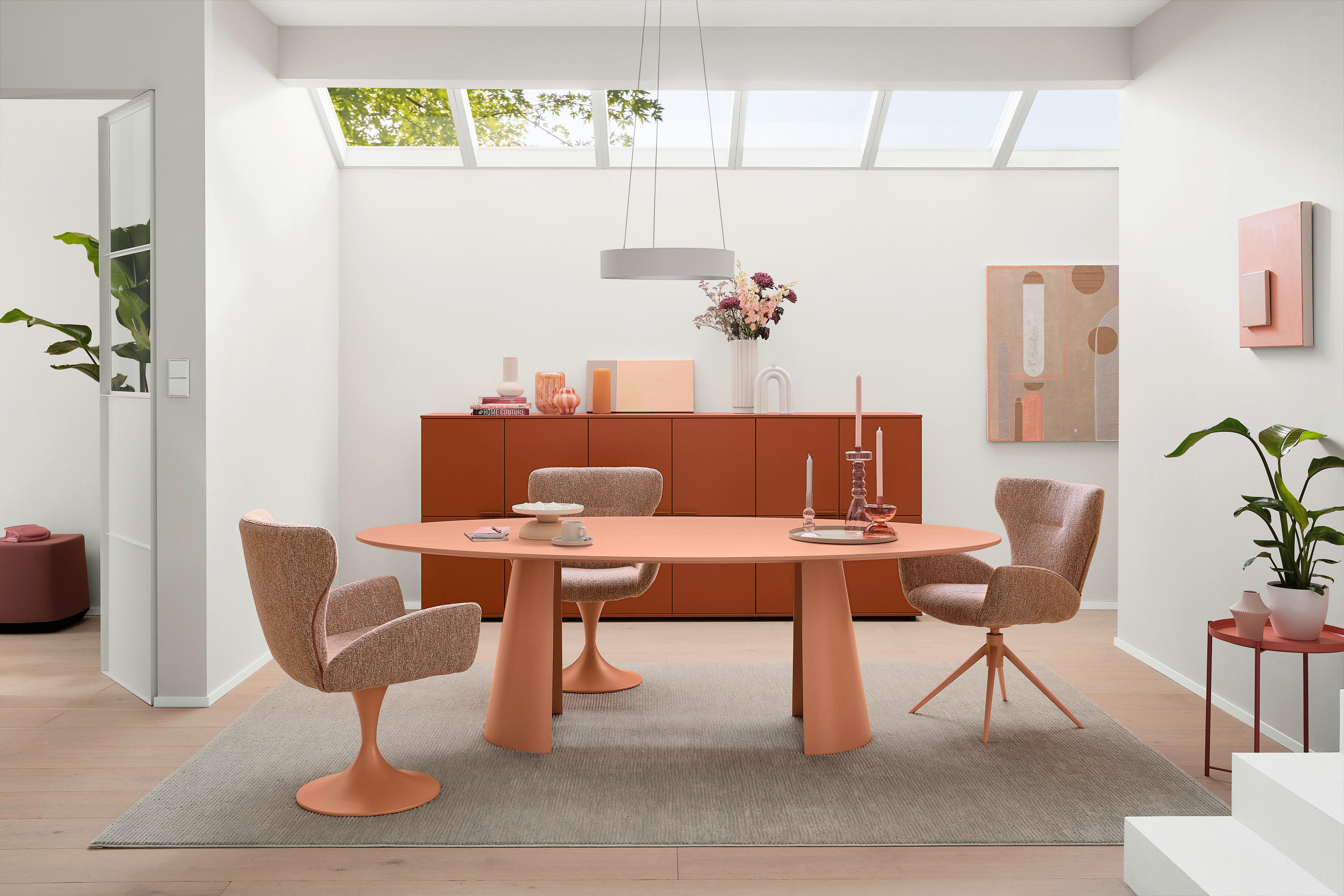 ESSTISCH oval Pink  - Pink, Design, Holzwerkstoff (220/115/76cm) - Musterring