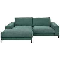 ECKSOFA in Feincord Grün  177/253 cm  - Schwarz/Grün, Design, Textil/Metall (177/253cm) - Dieter Knoll