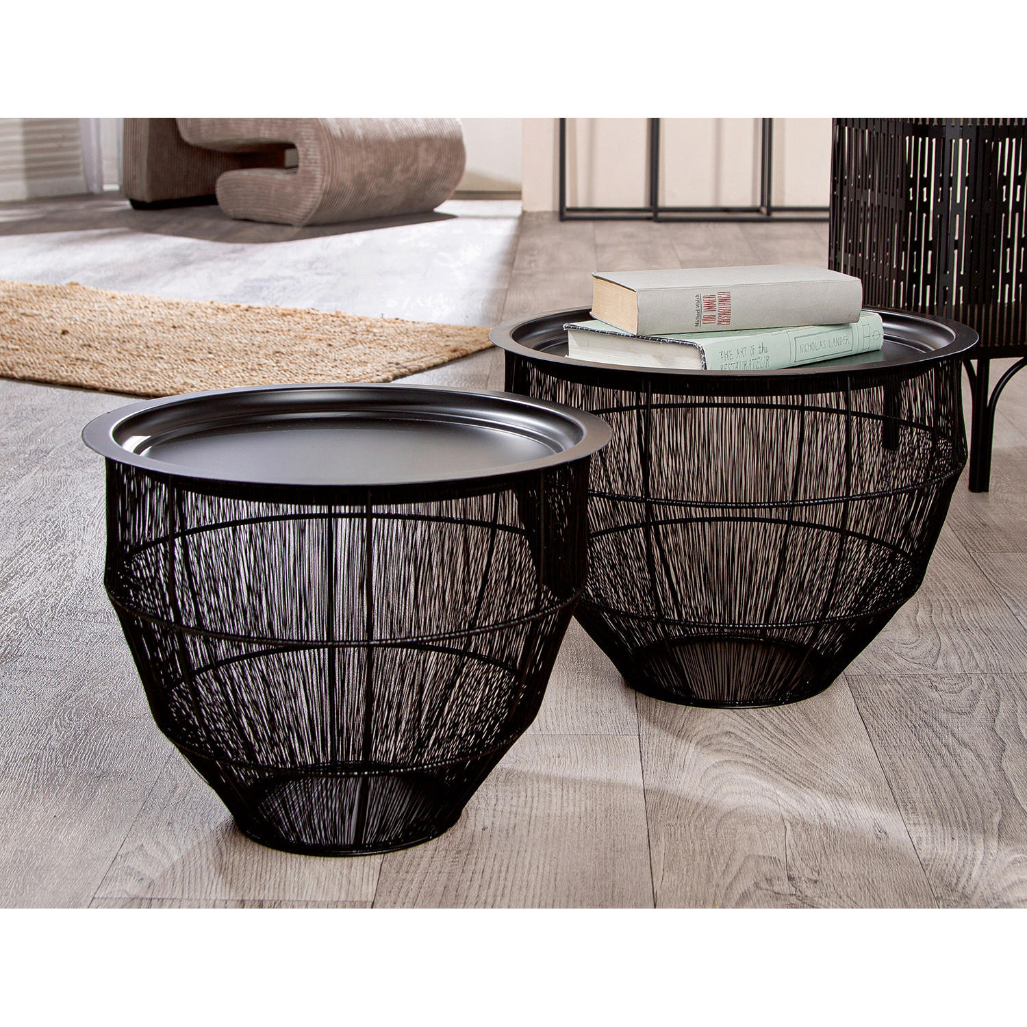 BEISTELLTISCHSET Schwarz  - Schwarz, LIFESTYLE, Metall (45/33null)