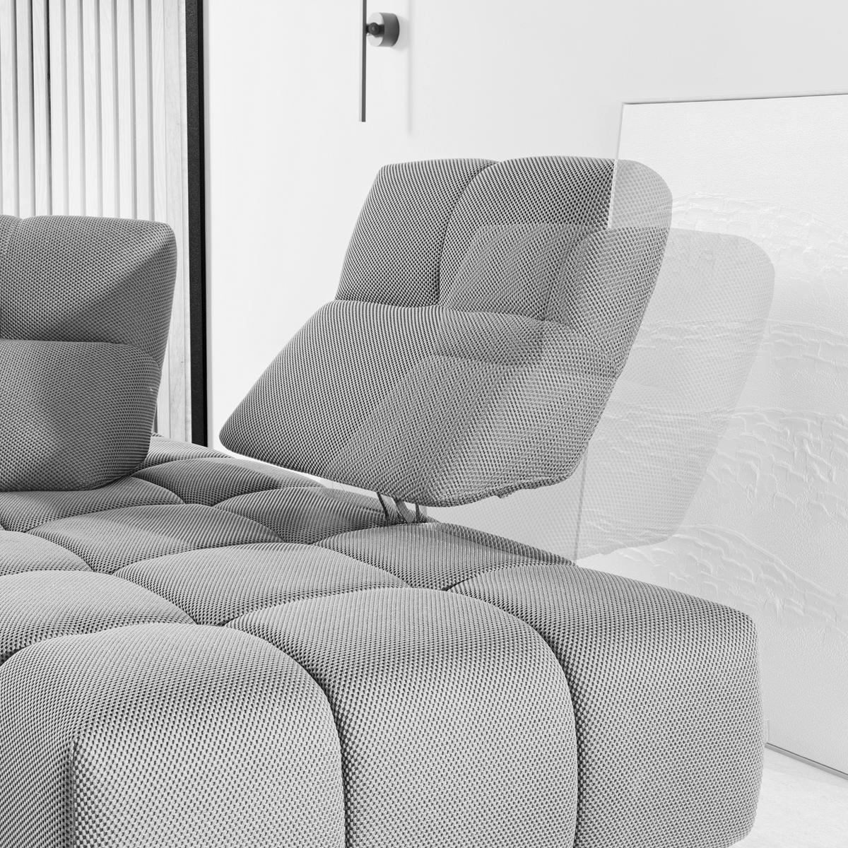 ECKSOFA in Struktur Grauweiß  313/233 cm  - Grauweiß/Schwarz, Design, Kunststoff/Textil (313/233cm) - Emilio Belluti