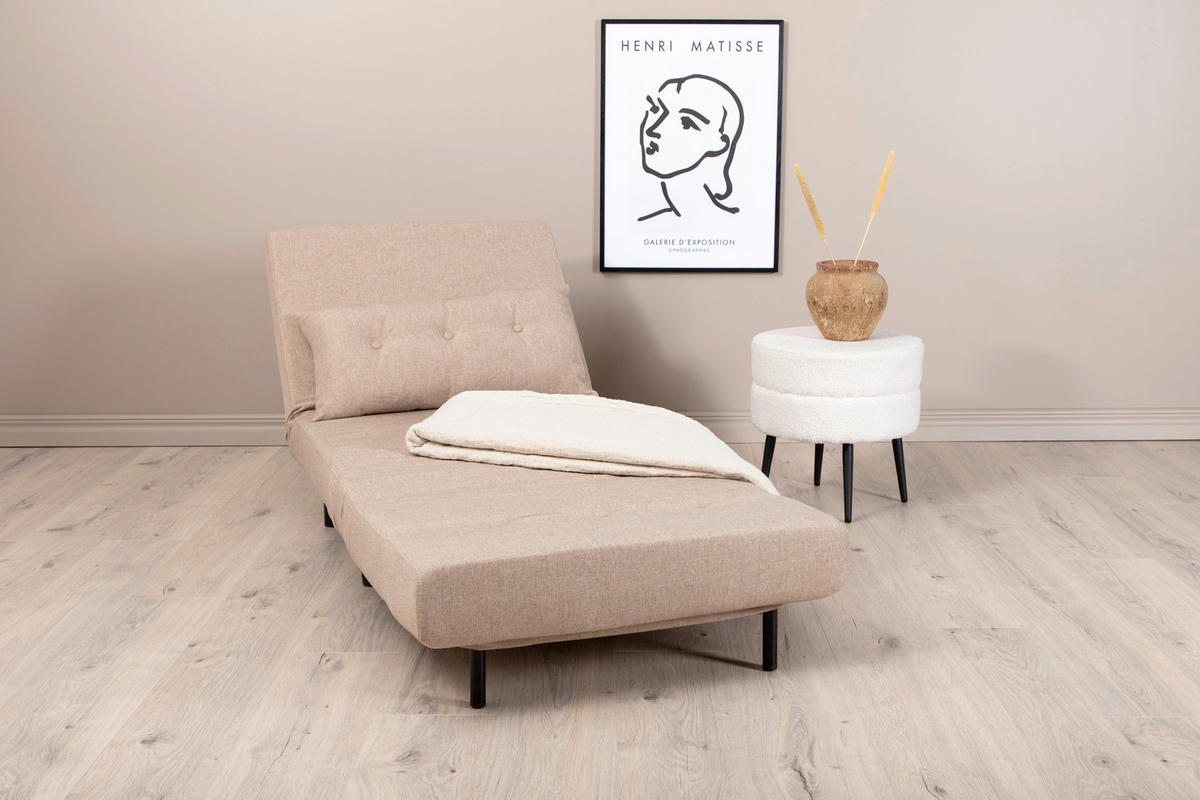 BÄDDFÅTÖLJ i textilväv svart, beige  - beige/svart, Design, metall/textil (70/88/80cm) - Livetastic