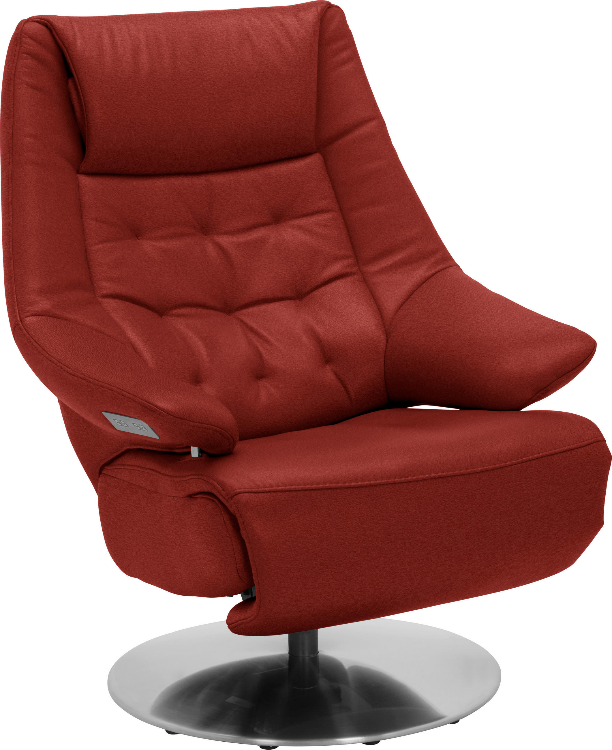 RELAXSESSEL in Leder Bordeaux  - Bordeaux/Alufarben, Design, Leder/Metall (84/111/91cm) - Valdera