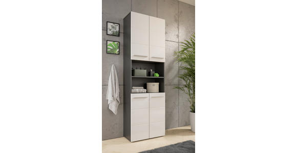 HOCHSCHRANK 60/190/31 cm  - Chromfarben/Weiß Hochglanz, KONVENTIONELL, Holzwerkstoff/Kunststoff (60/190/31cm) - Xora