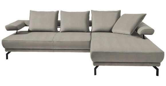 ECKSOFA  in Mikrofaser Silberfarben  305/224 cm  - Silberfarben/Schwarz, Design, Textil/Metall (305/224cm) - Dieter Knoll