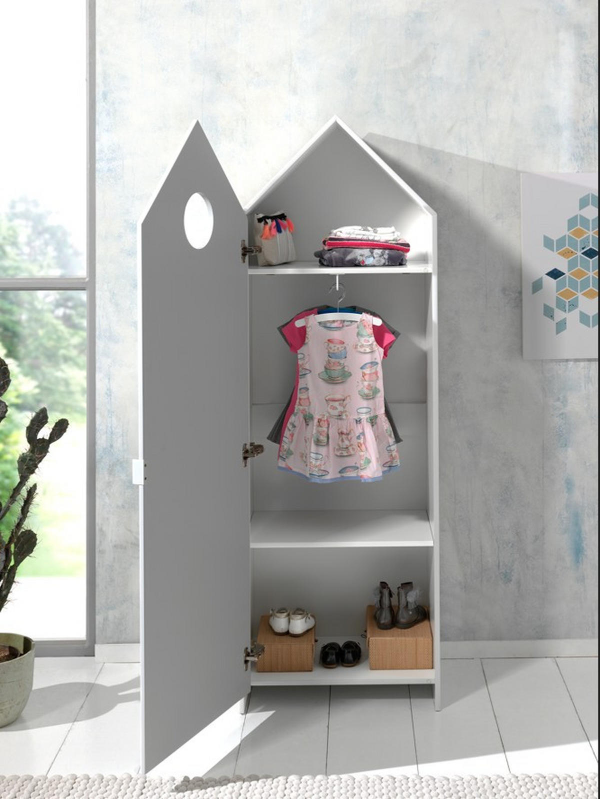  KINDERKLEIDERSCHRANK Grün, Weiß  - Weiß/Grün, MODERN, Holzwerkstoff/Metall (57,6/171,3/37cm) - MID.YOU