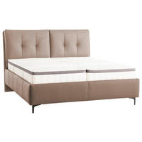 POLSTERBETT Matratze, Lattenrost, Topper Hellbraun 200/200 cm  - Hellbraun/Schwarz, KONVENTIONELL, Leder/Holz (200/200cm) - Novel
