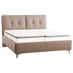 POLSTERBETT Matratze, Lattenrost, Topper Hellbraun 160/200 cm  - Hellbraun/Schwarz, KONVENTIONELL, Leder/Holz (160/200cm) - Novel