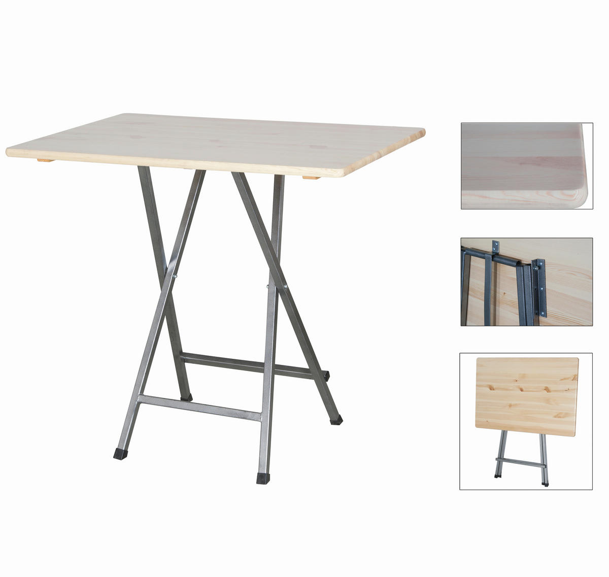 STEHTISCH Kiefer Grau, Naturfarben  - Naturfarben/Grau, MODERN, Holz/Metall (80/120/118cm) - Gardenson