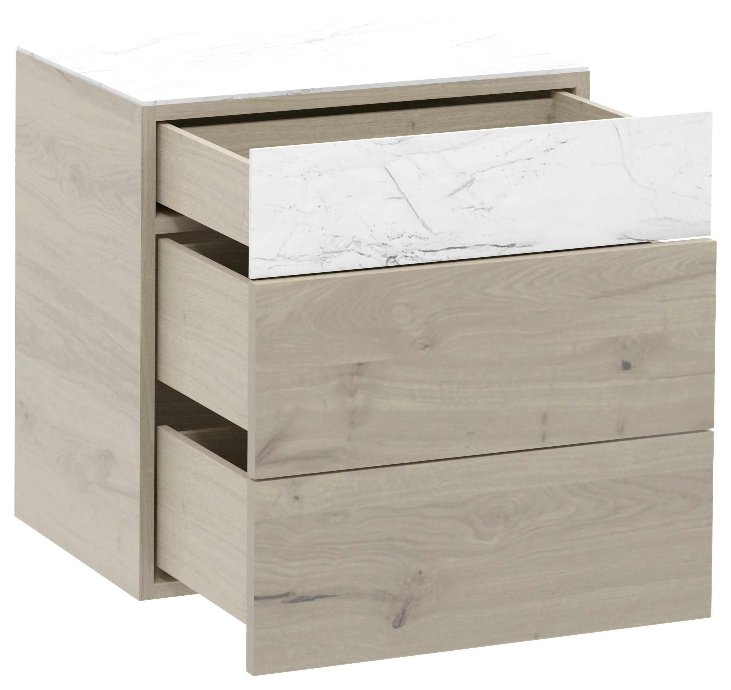 HÄNGEELEMENT Eiche furniert, mehrschichtige Massivholzplatte (Tischlerplatte) Weiß, Eichefarben  - Eichefarben/Weiß, Natur, Glas/Holz (64/64/42,6cm) - Voglauer