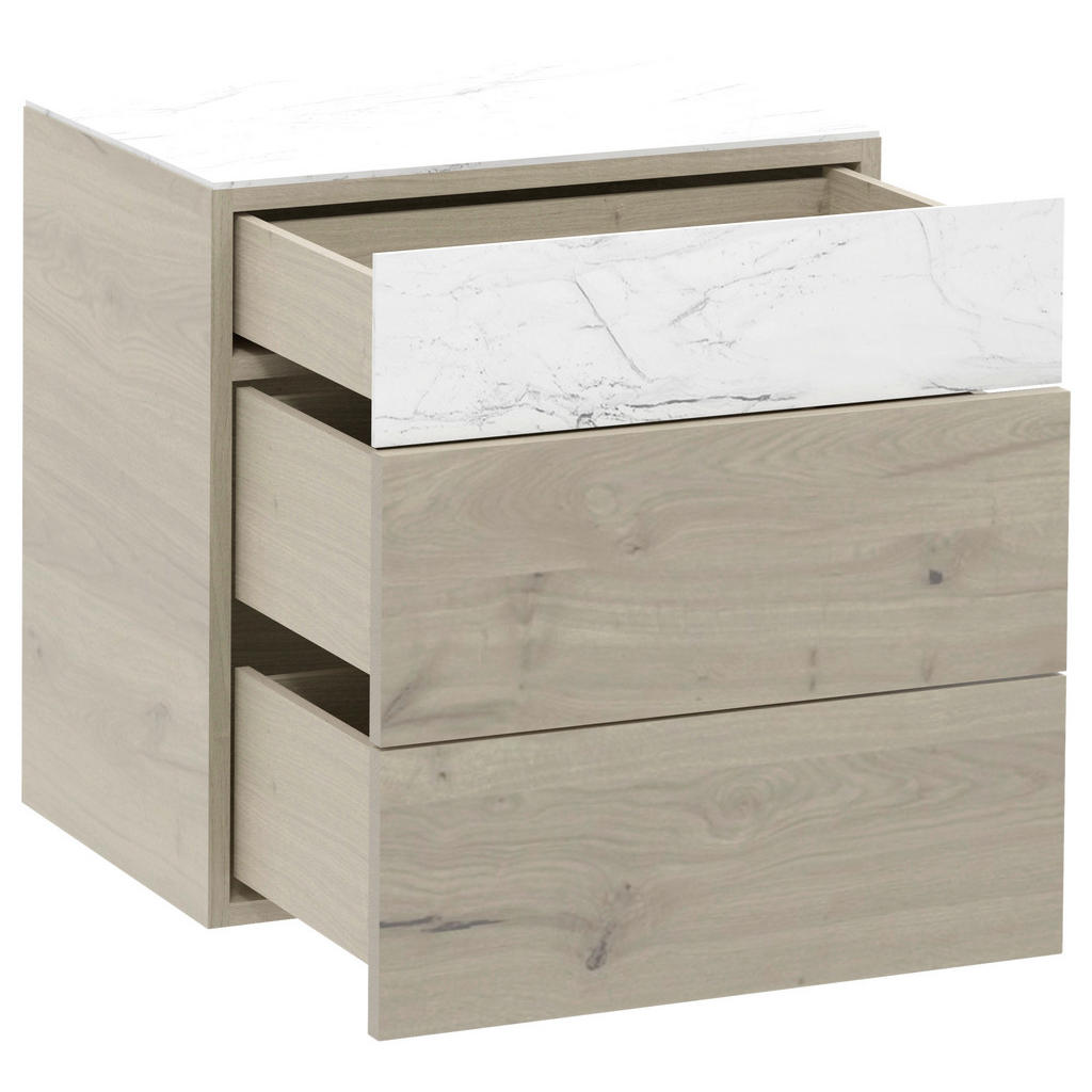 Thumbnail - Voglauer Hängeelement, Weiß, Eiche, Holz, Glas, Eiche, furniert, mehrschichtige Massivholzplatte (Tischlerplatte), 3 Sch...