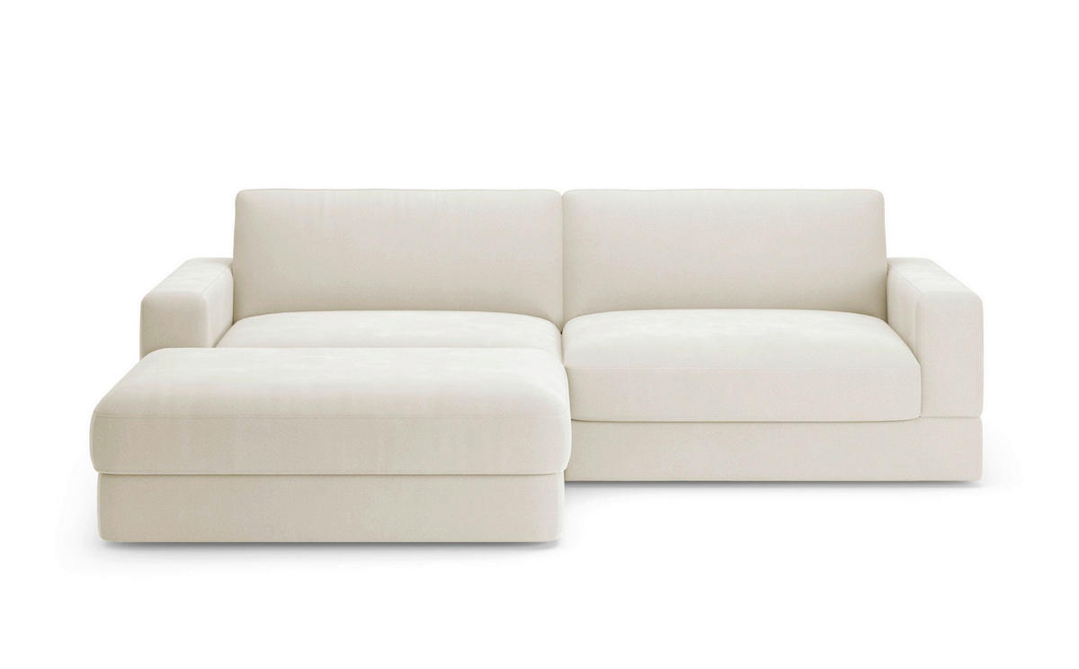 ECKSOFA FABIO E Elfenbein Mikrofaser  - Elfenbein/Schwarz, MODERN, Kunststoff/Textil (196/264cm) - Sit & More