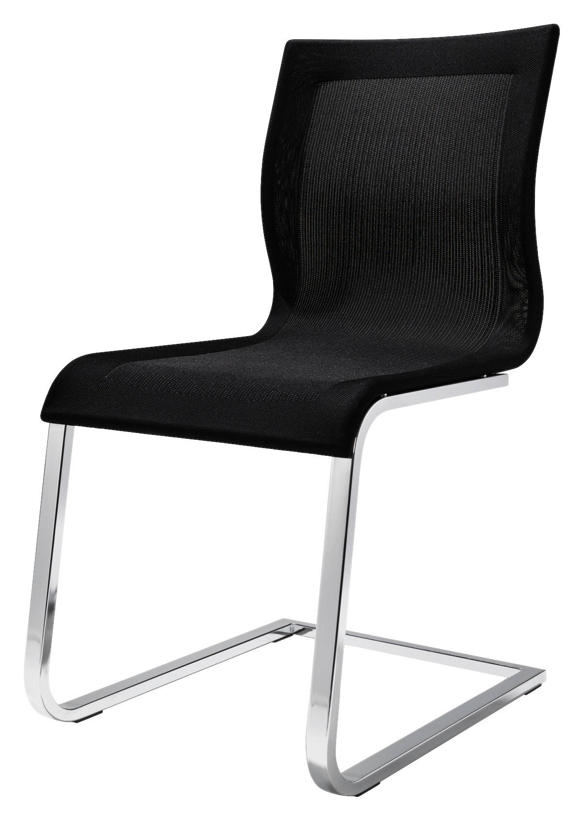 SCHWINGSTUHL  in Stahl Netzbespannung  - Chromfarben/Schwarz, Natur, Textil/Metall (46,5/91,5/61,5cm) - Team 7