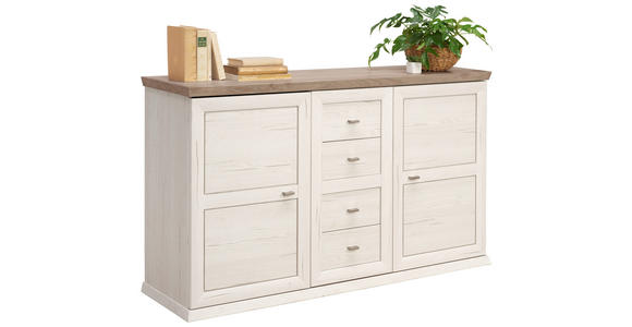 SIDEBOARD Grau, Weiß Einlegeböden  - Weiß/Grau, LIFESTYLE, Holzwerkstoff/Metall (149/89,5/43cm) - Hom`in