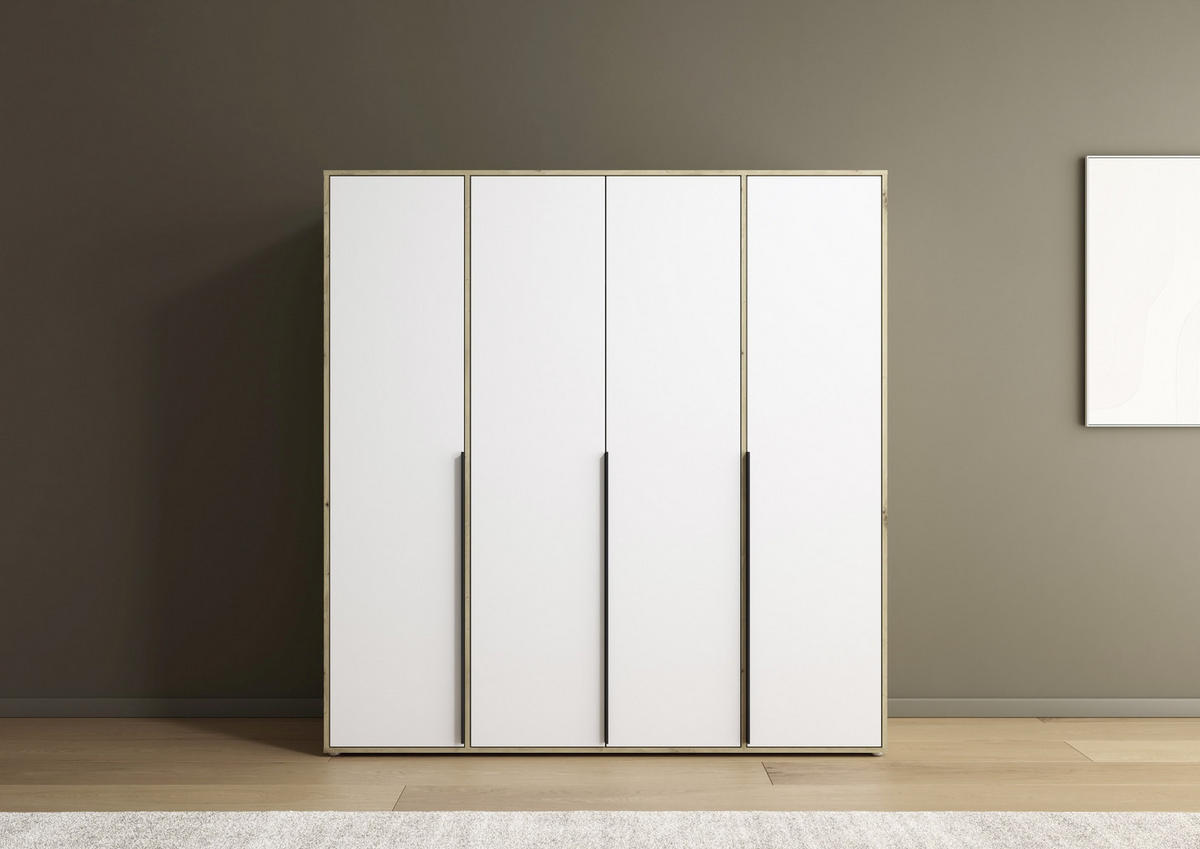 DREHTÜRENSCHRANK in Weiss, Eiche Artisan  - Weiss/Eiche Artisan, Basics, Holzwerkstoff/Metall (187/194/53cm) - Boxxx