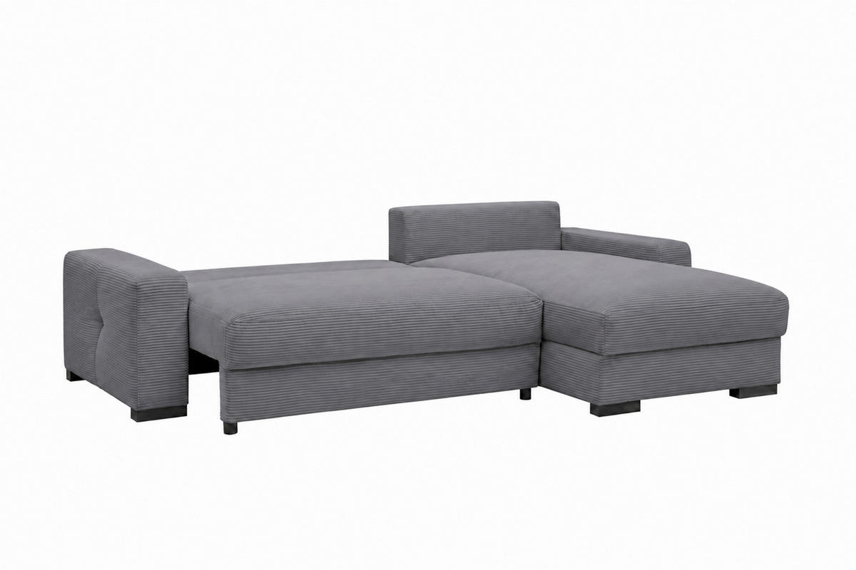 ECKSOFA  Cord Grau  - Schwarz/Grau, Basics, Holz/Holzwerkstoff (264/184cm) - MID.YOU