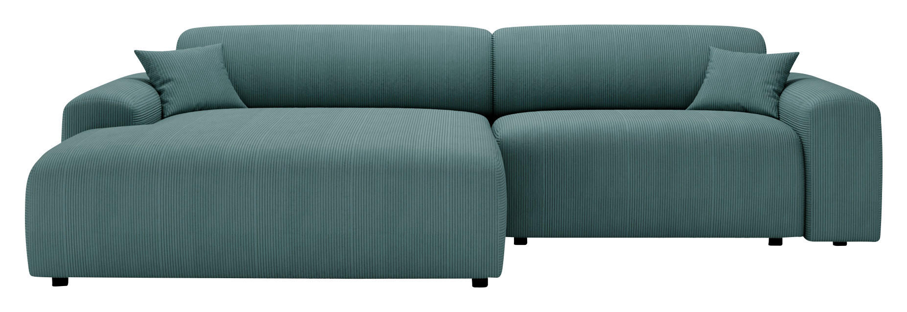 ECKSOFA in Velours, Feincord Salbeigrün  178/292 cm  - Salbeigrün/Schwarz, Design, Kunststoff/Textil (178/292cm) - home24