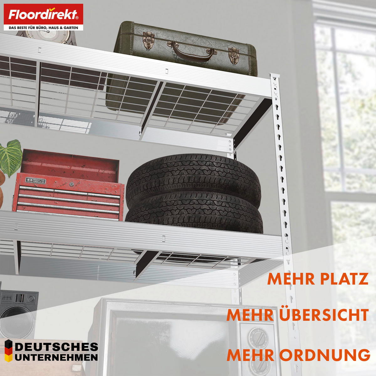 SCHWERLASTREGAL 90/180/45 cm  - Zinkfarben, Basics, Metall (90/180/45cm) - Floordirekt