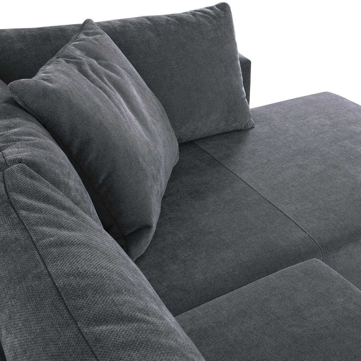 ECKSOFA in Flachgewebe Dunkelgrau  - Dunkelgrau/Schwarz, KONVENTIONELL, Kunststoff/Textil (295/200cm) - Carryhome