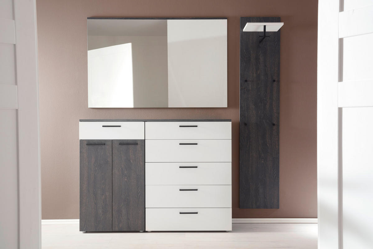 GARDEROBE 3-teilig  in 190/200/38 cm  - Eichefarben/Weiß, KONVENTIONELL, Holzwerkstoff (190/200/38cm) - Moderano