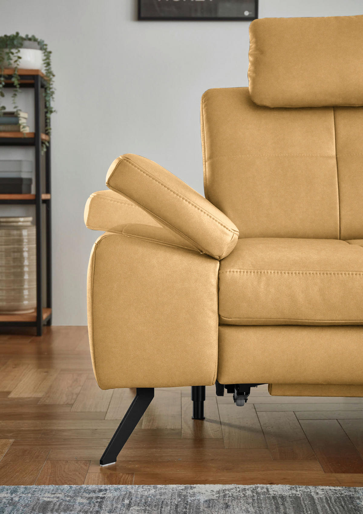 ECKSOFA in Lederlook, Mikrofaser Gelb  - Gelb/Schwarz, Design, Textil/Metall (261/220cm) - Beldomo System