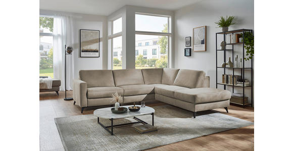 ECKSOFA Dieter Knoll Beigebraun Mikrofaser  - Beigebraun/Schwarz, Design, Textil/Metall (269/238cm) - Dieter Knoll