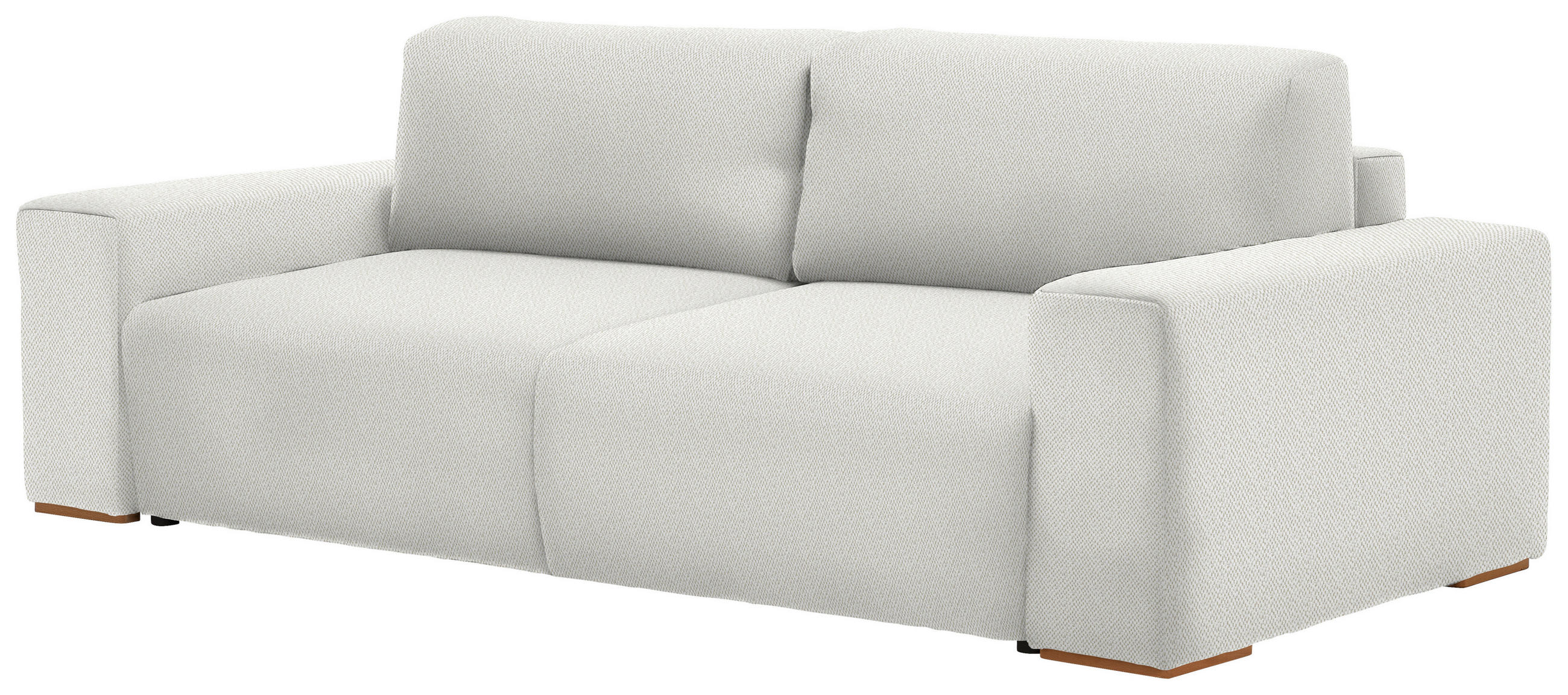 SCHLAFSOFA  mit Liegefunktion Flachgewebe Beige  - Beige/Buchefarben, KONVENTIONELL, Holz/Kunststoff (255/86/123cm) - Livetastic