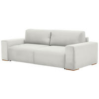 SCHLAFSOFA  mit Liegefunktion Flachgewebe Beige  - Beige/Buchefarben, KONVENTIONELL, Holz/Kunststoff (255/86/123cm) - Livetastic