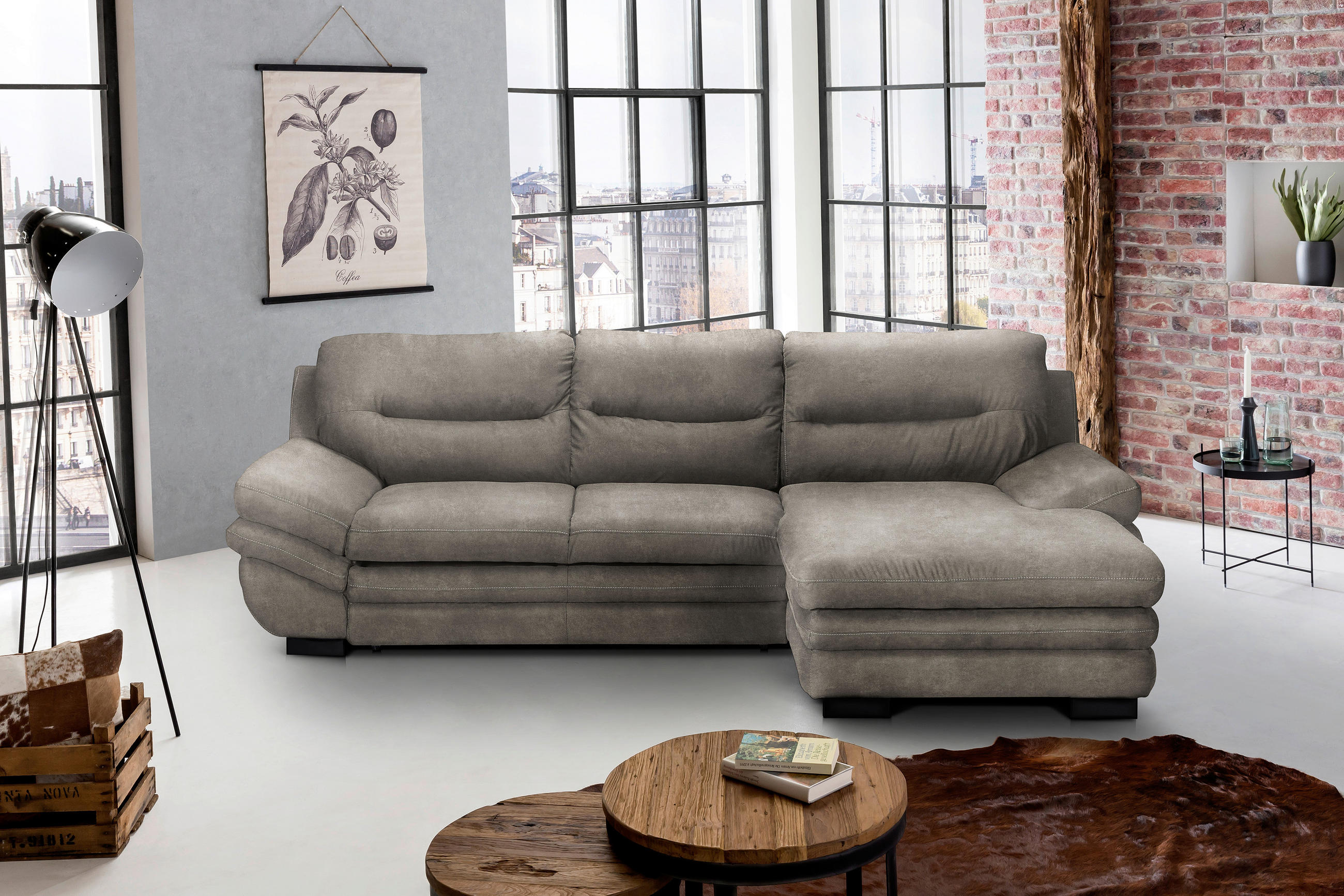 SEDACIA SÚPRAVA, textil, sivá - sivá/chrómová, Design, textil (270/166cm) - Stylife
