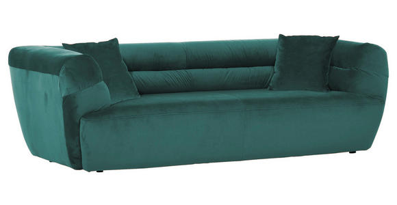BIGSOFA Samt Dunkelgrün - Dunkelgrün/Schwarz, KONVENTIONELL, Kunststoff/Textil (240/73/100cm) - Carryhome