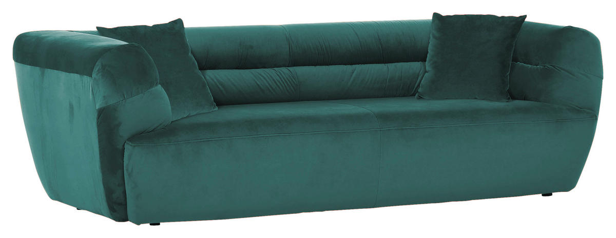 BIGSOFA Samt Dunkelgrün  - Dunkelgrün/Schwarz, KONVENTIONELL, Kunststoff/Textil (240/73/100cm) - Carryhome