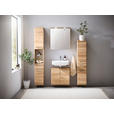 HOCHSCHRANK 30/185,5/33 cm  - Chromfarben/Eichefarben, KONVENTIONELL, Glas/Holzwerkstoff (30/185,5/33cm) - Xora