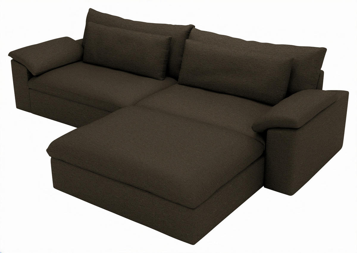 ECKSOFA Flachgewebe Schlammfarben  - Schlammfarben/Schwarz, Modern, Kunststoff/Textil (306/198cm) - Carryhome
