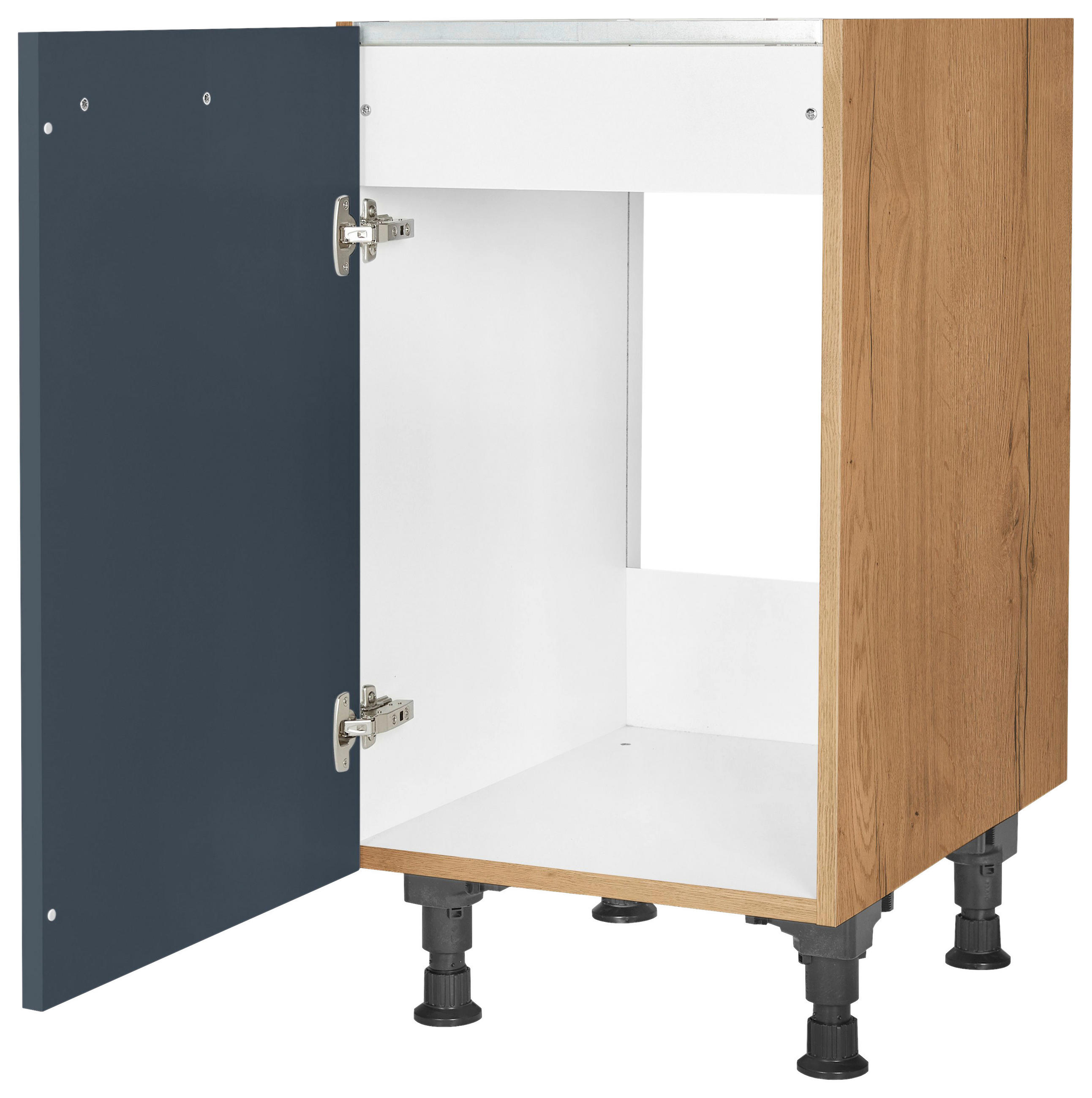 SPÜLENUNTERSCHRANK 45/87/56 cm  in Blau, Eichefarben  - Blau/Eichefarben, MODERN, Holzwerkstoff/Metall (45/87/56cm) - Nobilia